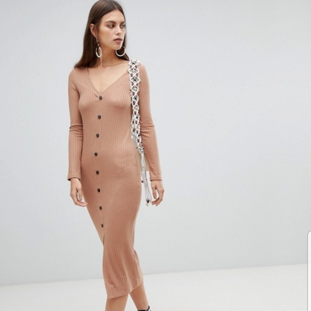 Asos Bodycon Dress in Beige Size 4